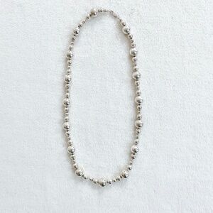 Vintage Sterling Silver Graduated Bead Necklace 18” 40g Heavy Ball Chain 925